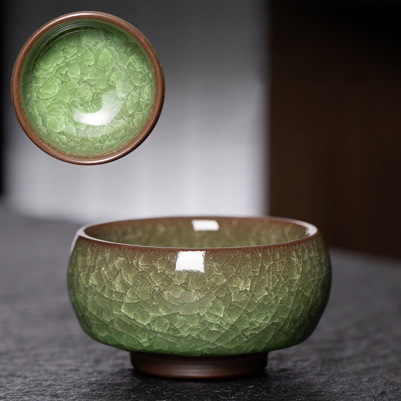 Nimara Ritual Chinese Green Ice Crack Design Jianzhan Kiln Change Porcelain Teacup Kung Fu Tea Cup