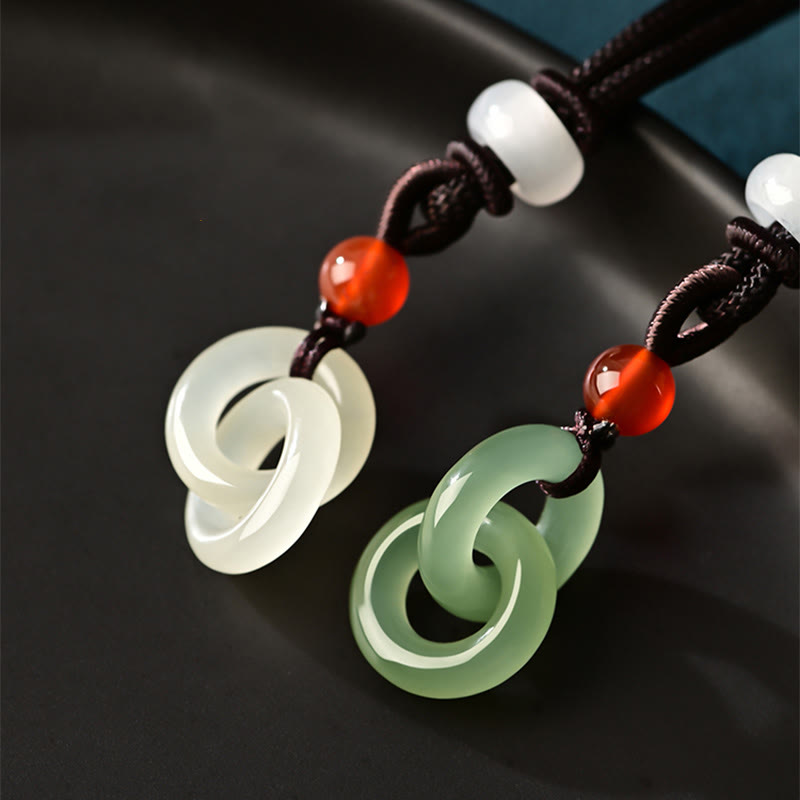 Nimara Ritual Natural Hetian Cyan Jade White Jade Double Peace Buckle Success Necklace Pendant