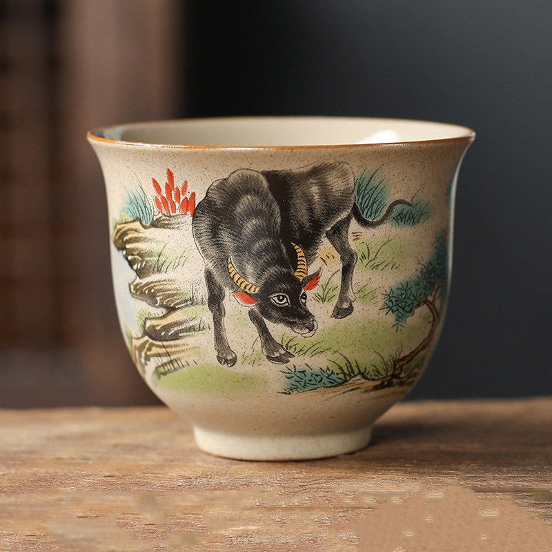 Nimara Ritual 12 Chinese Zodiac Ceramic Teacup Kung Fu Tea Cup 130ml