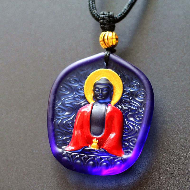 Nimara Ritual Tibet Medicine Buddha Liuli Crystal Compassion Necklace Pendant