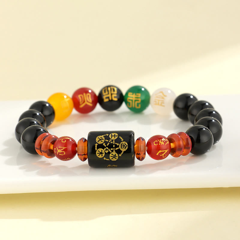 Nimara Ritual Five Elements Black Onyx Red Agate Wisdom Wealth Bracelet