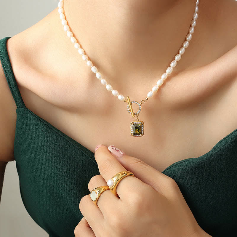 Nimara Ritual Pearl Zircon Wealth Charm Necklace Pendant