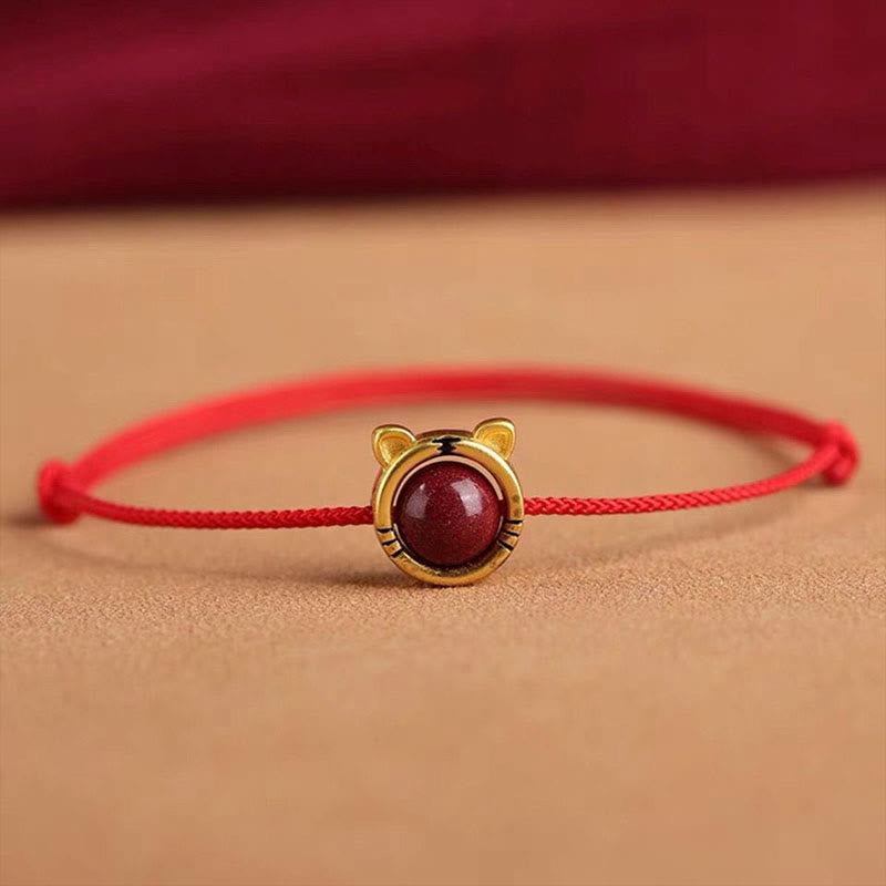 Nimara Ritual Handmade Rabbit Tiger Cinnabar Keep Away Evil Spirits Braided String Bracelet