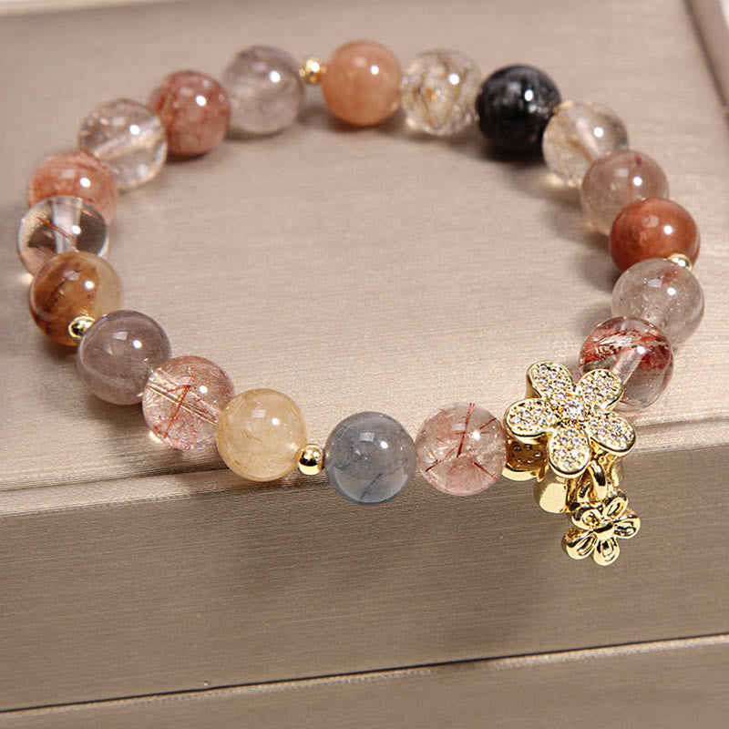 Nimara Ritual Multicolored Rutilated Quartz Citrine Wealth Protection Flower Bracelet