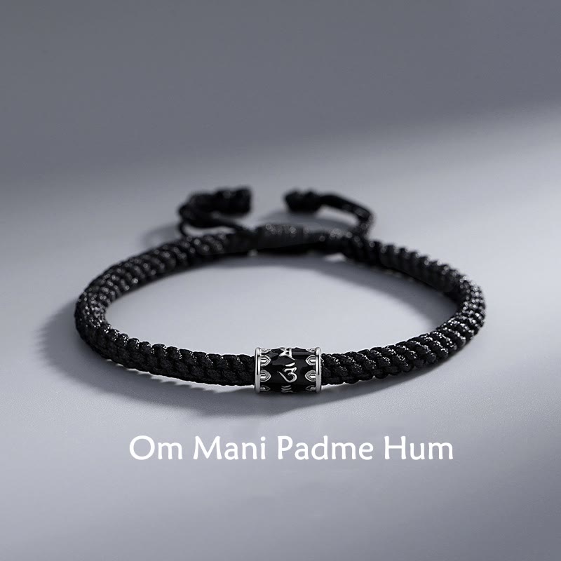 Nimara Ritual 925 Sterling Silver Om Mani Padme Hum Peace Braided Bracelet