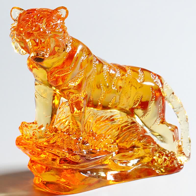 Nimara Ritual Handmade Liuli Crystal Tiger Art Piece Protection Home Decoration