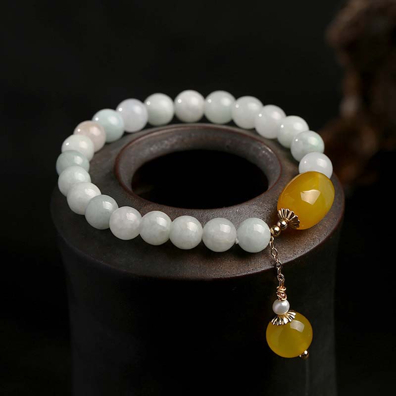 Nimara Ritual Natural White Jade Agate Protection Bracelet
