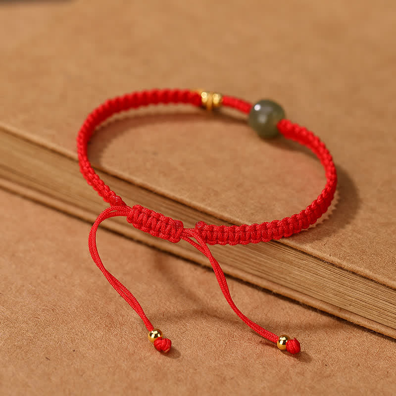 Nimara Ritual 925 Sterling Silver Hetian Jade Blessing Wealth Red String Bracelet