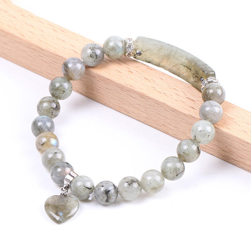 Nimara Ritual Natural Quartz Love Heart Healing Beads Bracelet