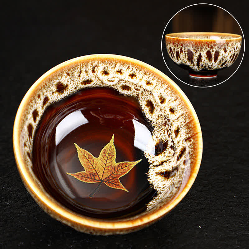 Nimara Ritual Maple Leaf Colorful Ceramic Teacup Home Tea Cups