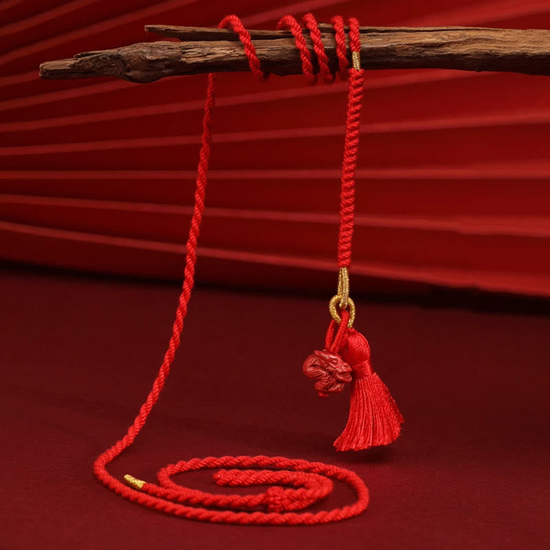 Nimara Ritual Natural Cinnabar Dragon Blessing Red String Belly Chain