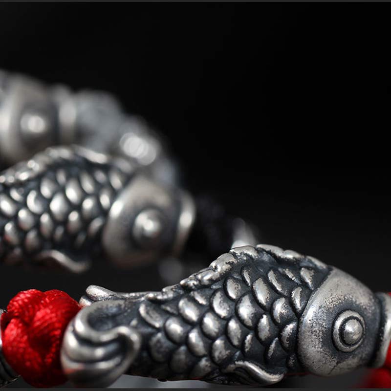 Nimara Ritual Silver Luck Koi Fish Braided String Bracelet