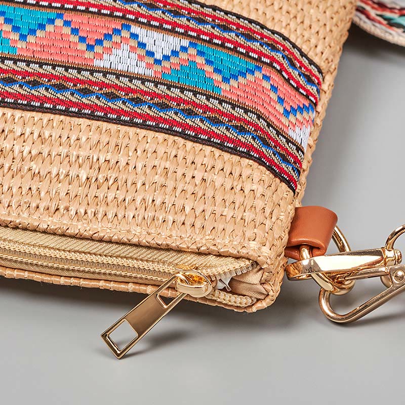 Nimara Ritual Boho Colorful Geometry Straw Woven Crossbody Bag Shoulder Bag Handbag