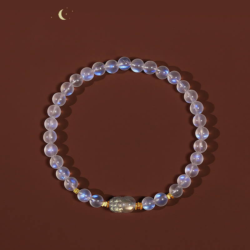 Nimara Ritual 925 Sterling Silver Plated Gold Natural Moonstone PiXiu Healing Bracelet