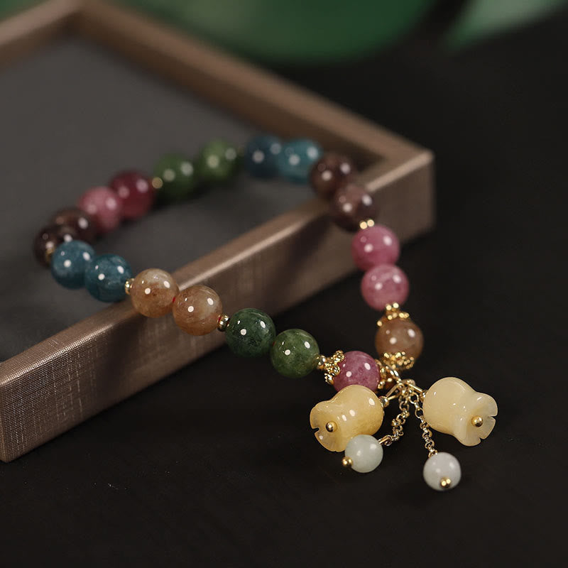 Nimara Ritual Natural Colorful Tourmaline Flower Bead Love Bracelet