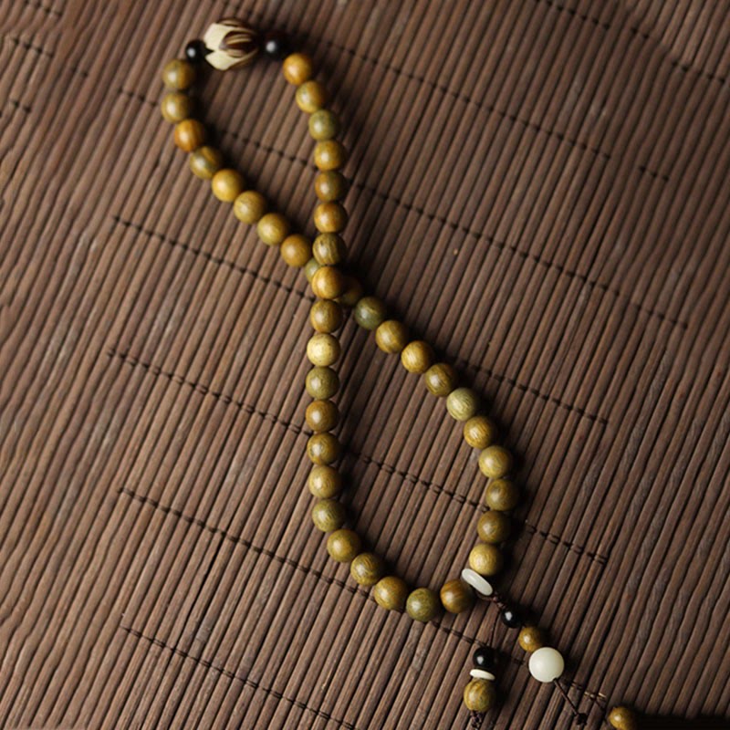 Nimara Ritual Green Sandalwood Bodhi Seed Lotus Soothing Double Wrap Bracelet