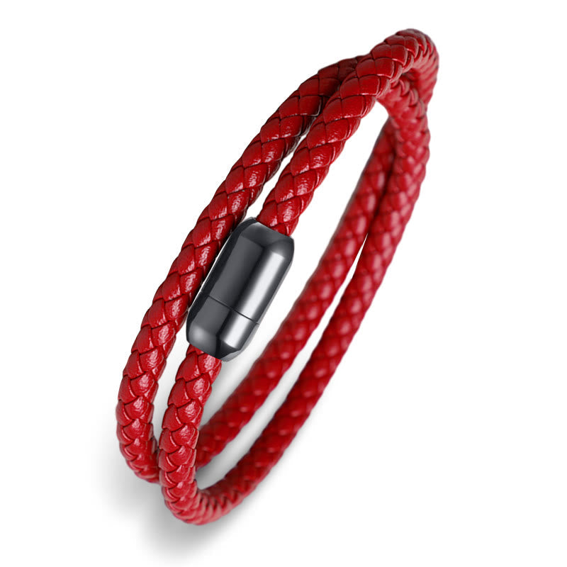 Nimara Ritual Genuine Leather Red String Protection Magnetic Buckle Bracelet