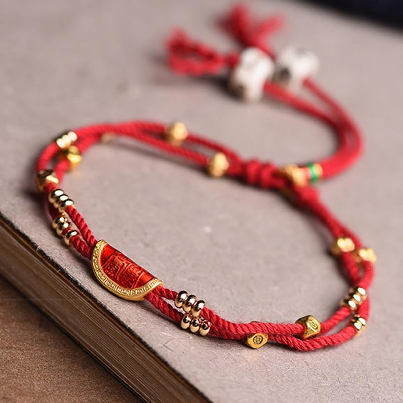 Nimara Ritual Handmade Cinnabar Dumplings Design Luck Braided Red Rope Bracelet