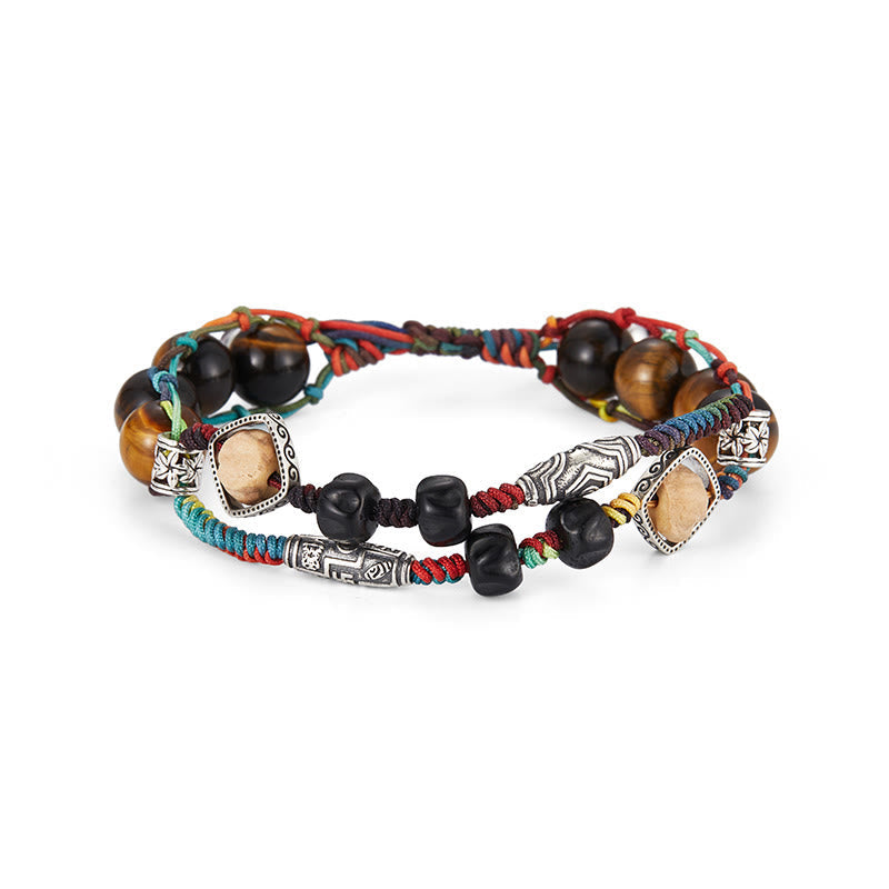 Nimara Ritual 925 Sterling Silver Tiger's Eye Bodhi Seed Handmade Courage Bracelet