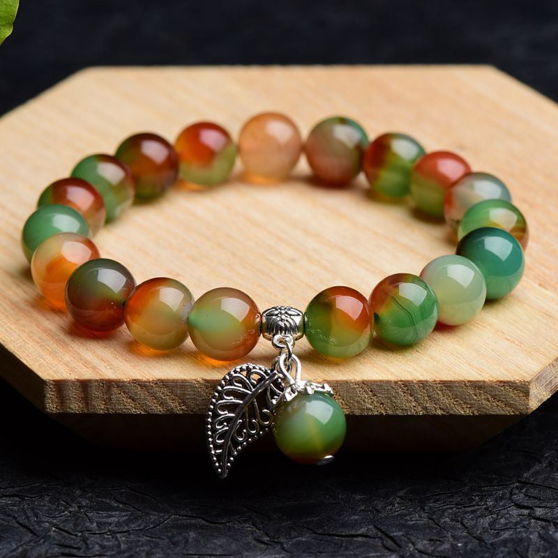 Nimara Ritual Tibetan Natural Green Agate Healing Bracelet