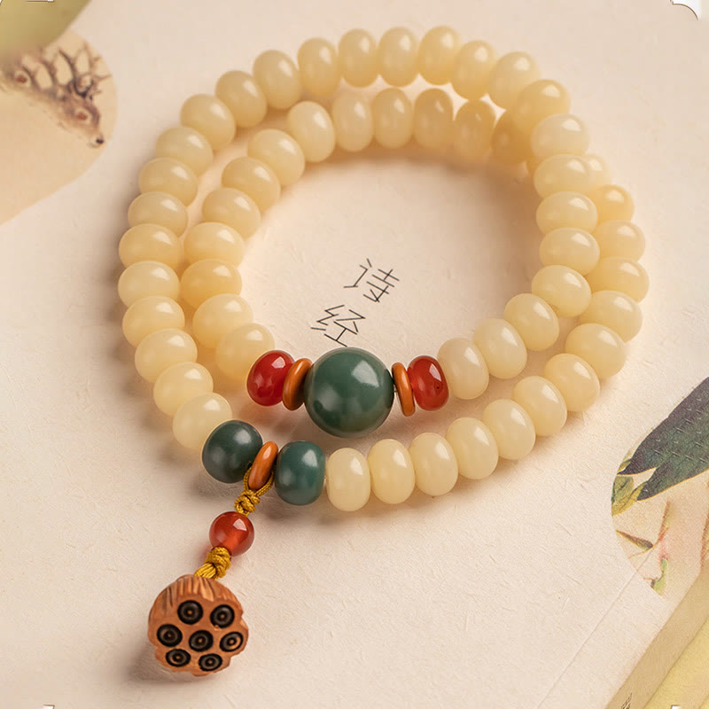 Nimara Ritual Bodhi Seed Lotus Pod Charm Peace Double Wrap Bracelet