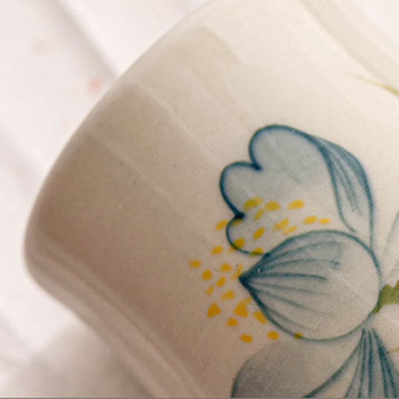 Nimara Ritual Hand Painted Lotus Flower Ceramic Teacup Kung Fu Tea Cup