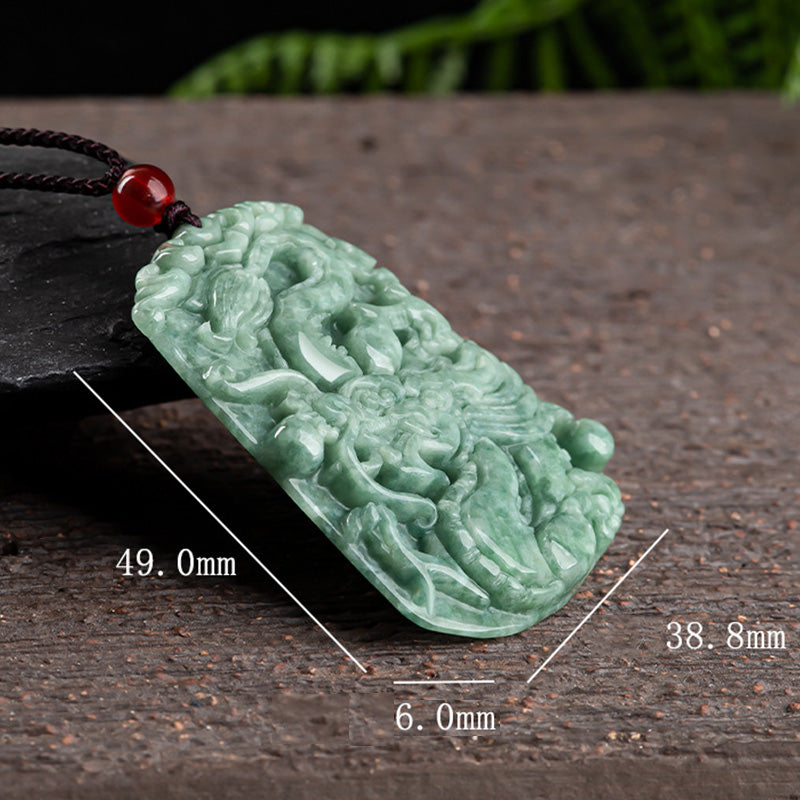 Nimara Ritual Chinese Zodiac Dragon Jade Strength Necklace String Pendant