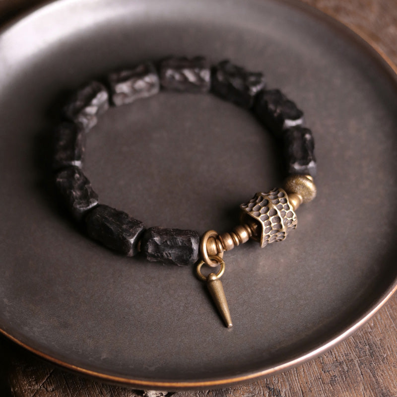 Nimara Ritual Ebony Wood Copper Balance Protection Couple Bracelet