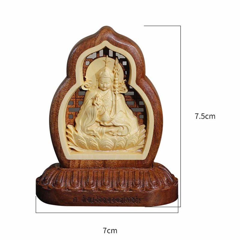 Nimara Ritual Guru Rinpoche Buddha Padmasambhavan Serenity Wood Engraved Statue Figurine Decoration