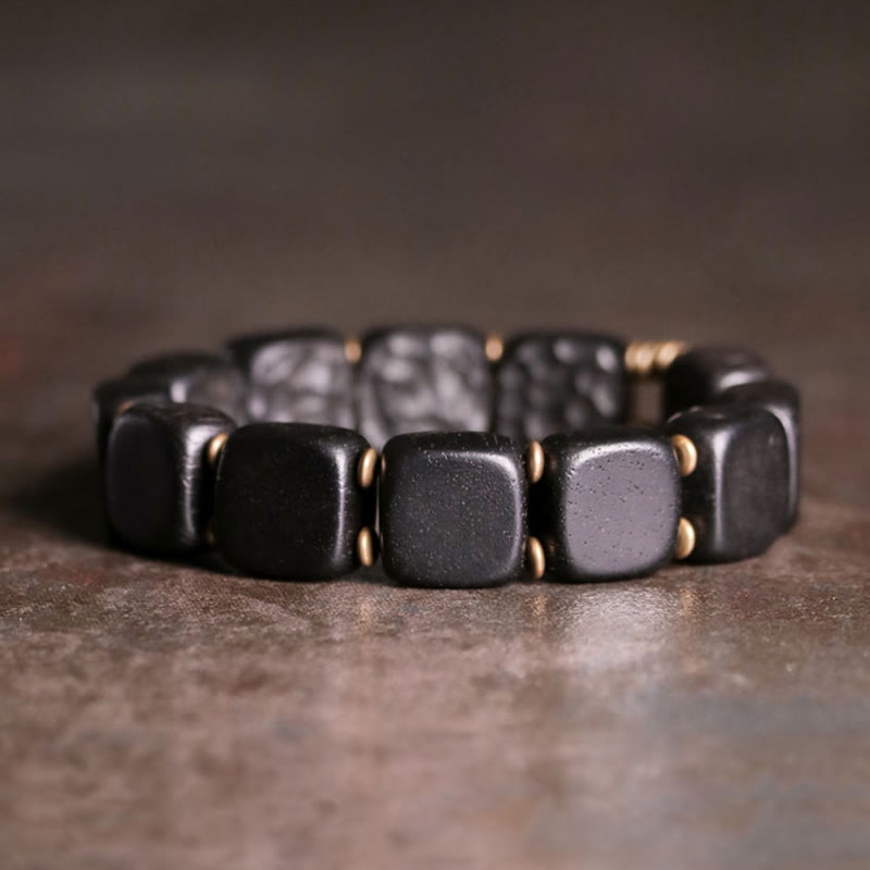 Nimara Ritual Retro Ebony Wood Texture Style Copper Peace Balance Bracelet
