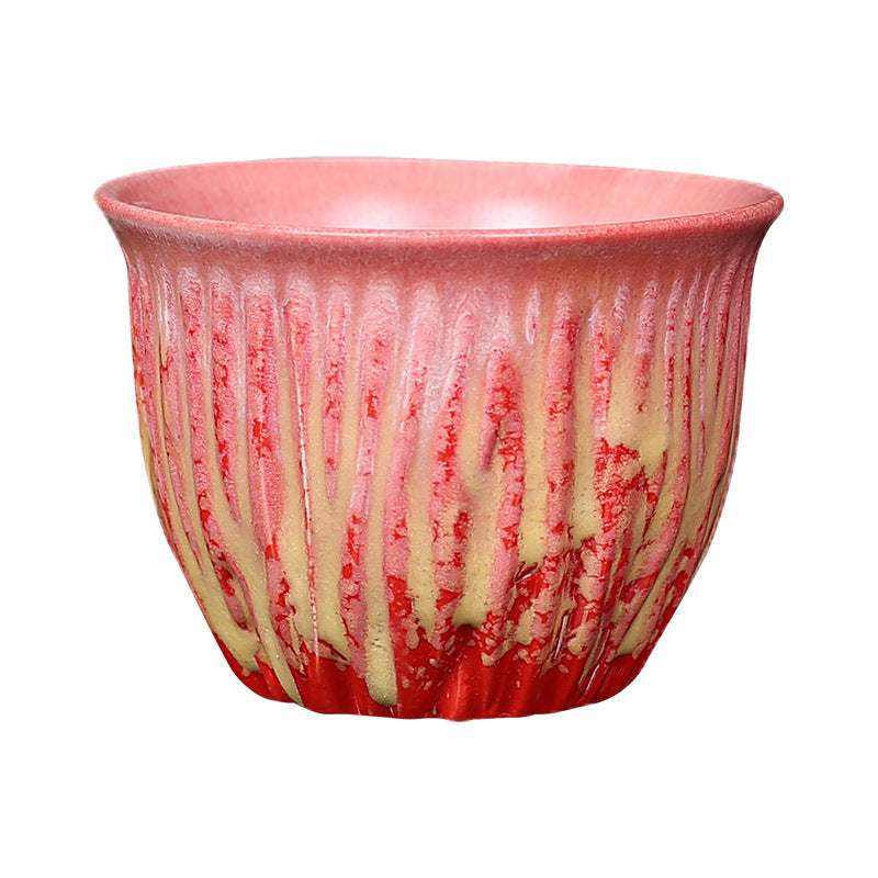 Nimara Ritual Retro Blue Red Gradient Lotus Pattern Kiln Change Ceramic Teacup Kung Fu Tea Cup Bowl