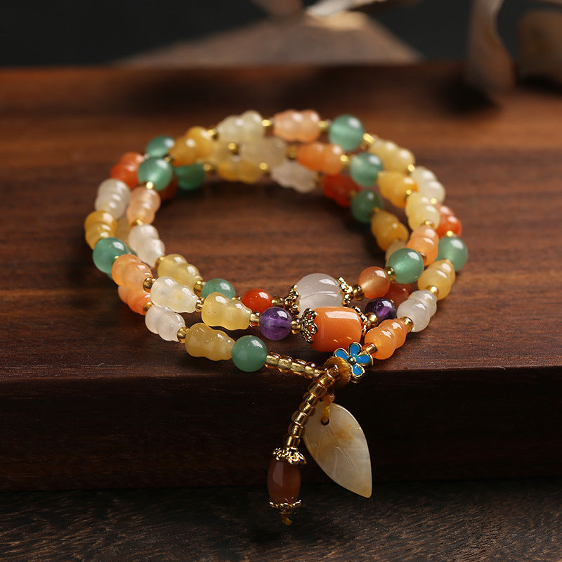 Nimara Ritual Golden Silk Jade Gourd Wealth Bracelet