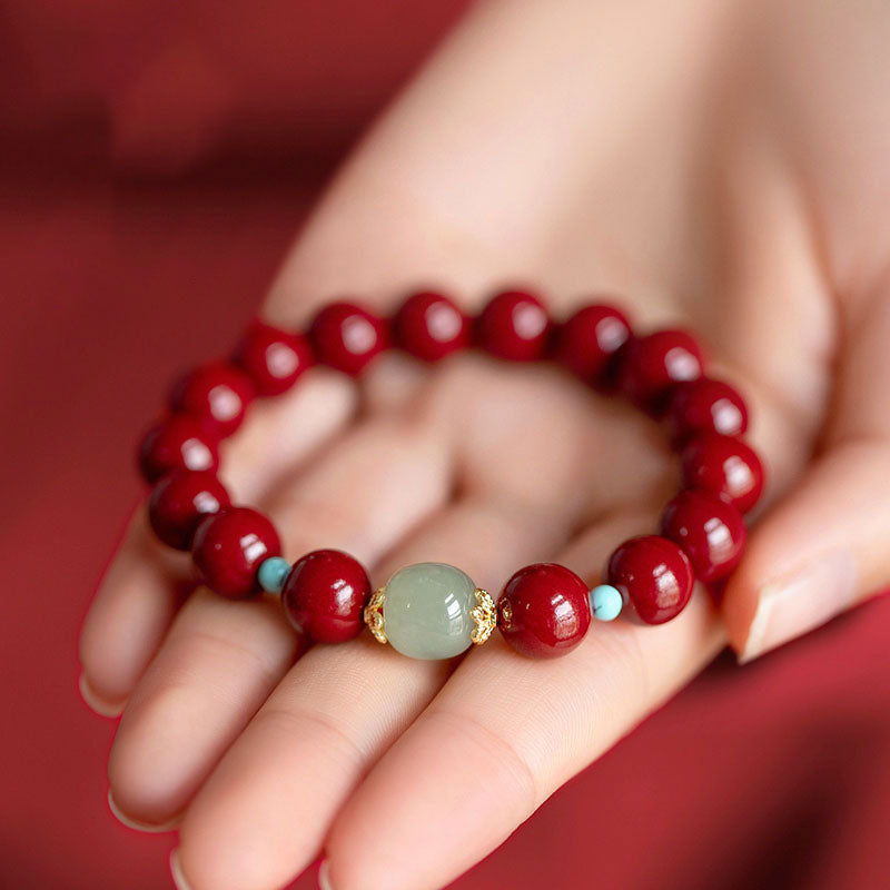 Nimara Ritual Cinnabar Green Aventurine Fortune Luck Bracelet