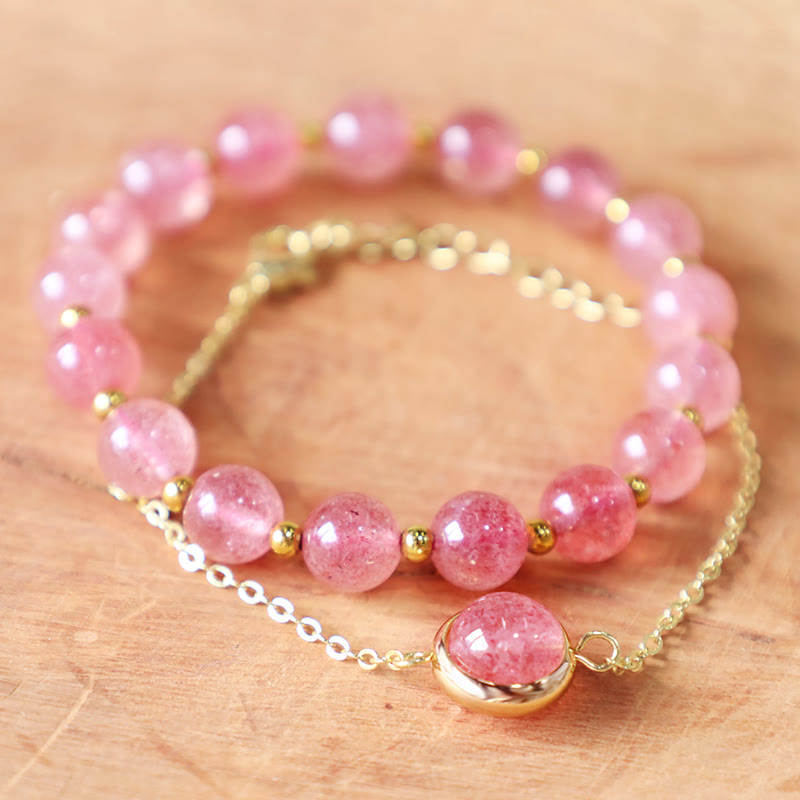 Nimara Ritual Sun Stone Strawberry Quartz Crystal Positive Bracelet