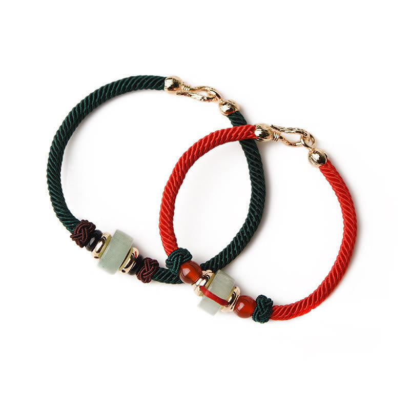 Nimara Ritual Tibetan Green Aventurine Luck Braid String Bracelet