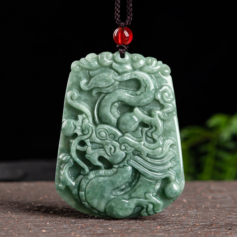 Nimara Ritual Chinese Zodiac Dragon Jade Strength Necklace String Pendant