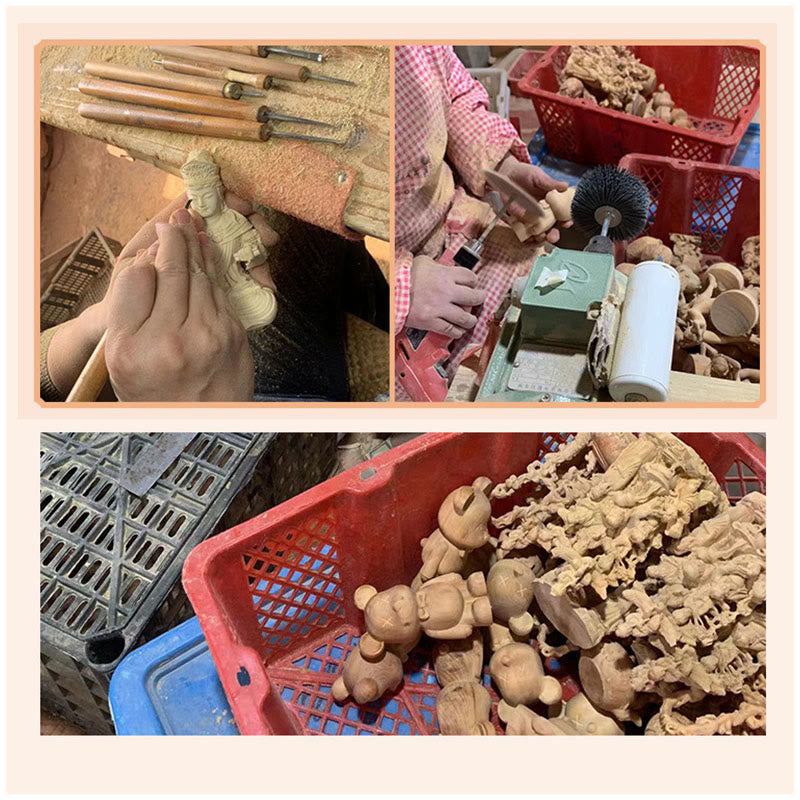 Nimara Ritual Green Sandalwood Small Leaf Red Sandalwood Cute Cat Animals Soothing Peace Decoration