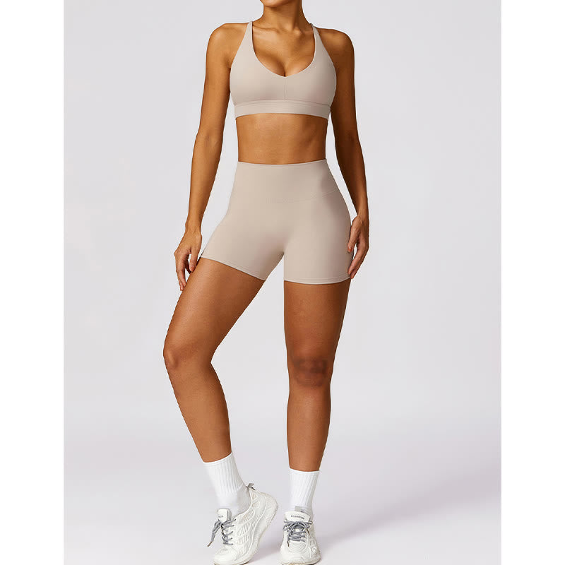 Nimara Ritual Gym Sports Yoga Backless Bra Crop Tank Top Breathable Shorts