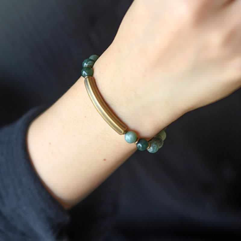 Nimara Ritual Red Jasper Moss Agate Black Obsidian Crystal Copper Peace Couple Bracelet