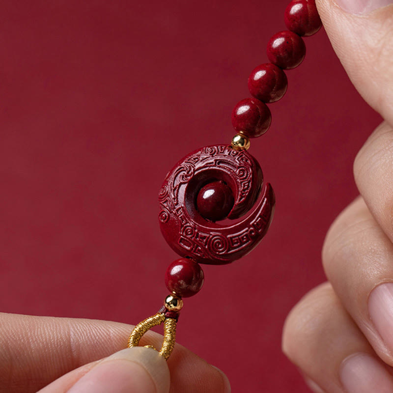 Nimara Ritual One's Luck Improves Design Patern Natural Cinnabar Lotus Blessing Car Hanging Decoration