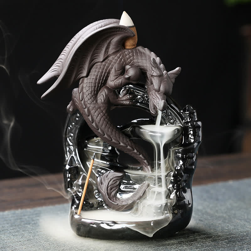 Nimara Ritual Nordic Pterosaur Dragon Ceramic Backflow Smoke Fountain Protection Healing Incense Burner Decoration