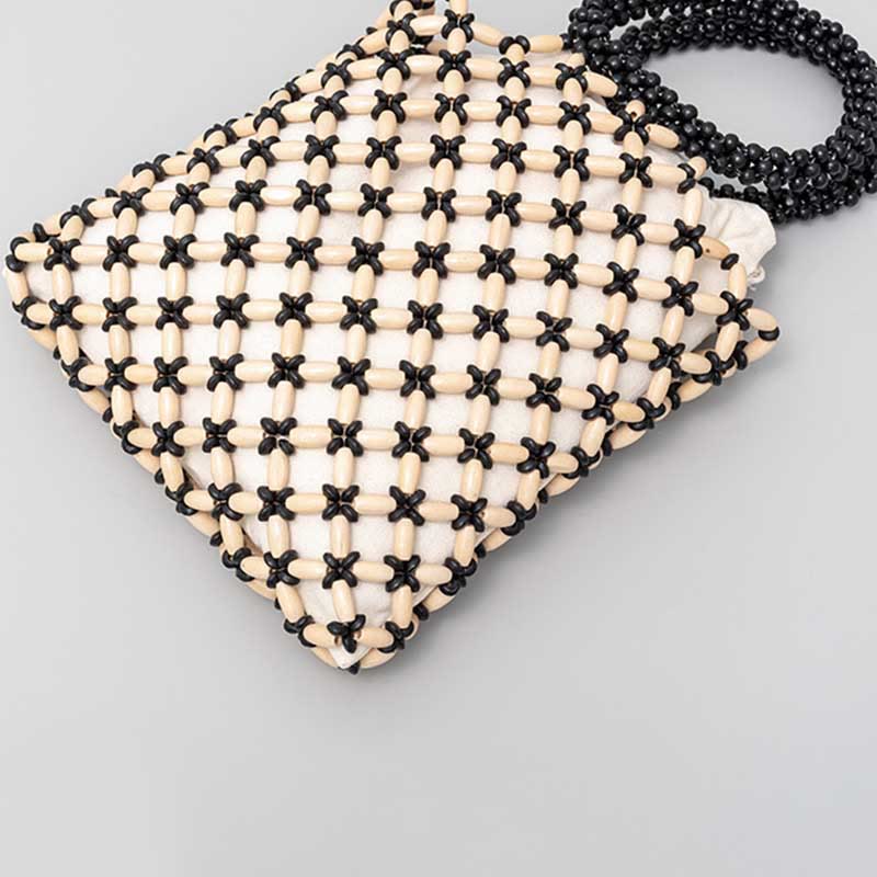 Nimara Ritual Hand-woven Lozenge Wooden Beads Handbag