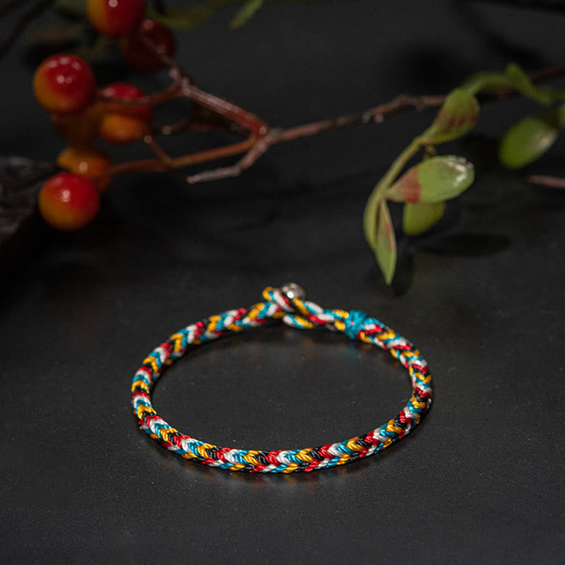 Nimara Ritual Tibet Handmade Five Color Thread Protection Braid String Bracelet