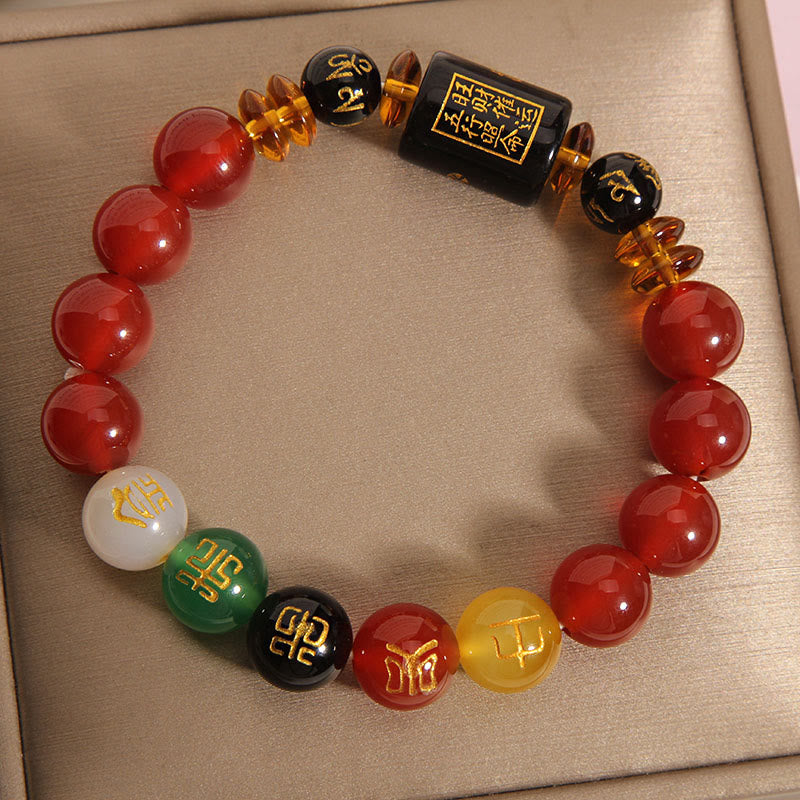 Nimara Ritual Five Elements Black Onyx Red Agate Wisdom Wealth Bracelet