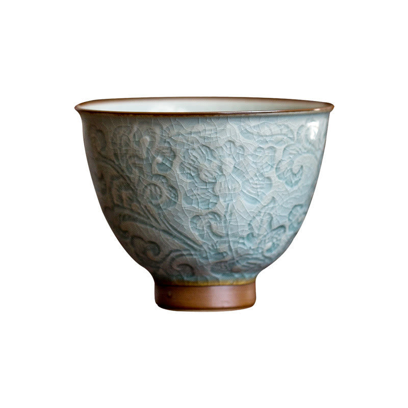Nimara Ritual Lotus Carved Ceramic Teacup Kung Fu Tea Cup