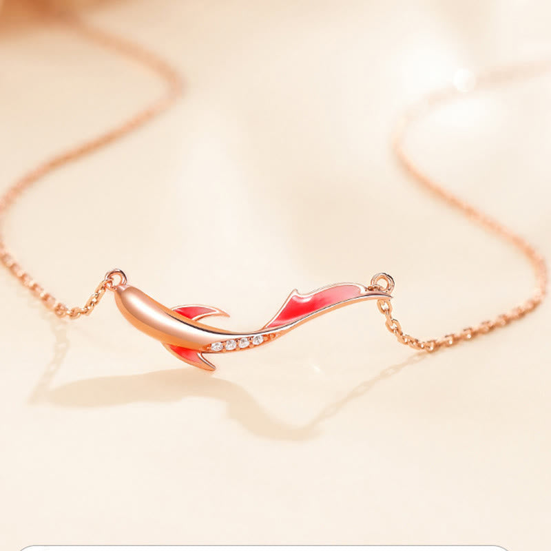 Nimara Ritual 925 Sterling Silver Koi Fish Luck Zircon Prosperity Necklace Pendant