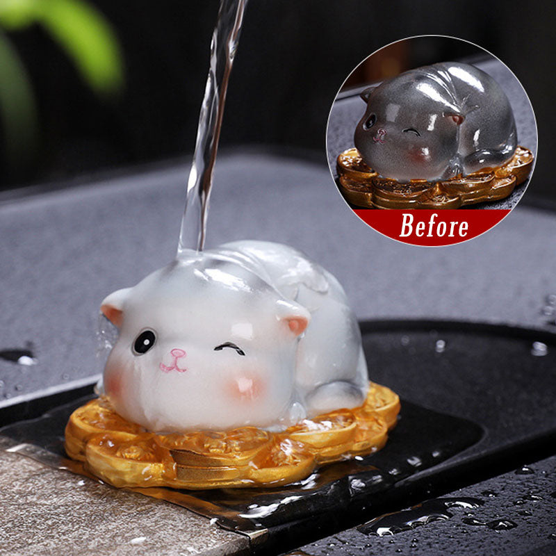 Nimara Ritual Color Changing Cute Mini Cat Resin Tea Pet Wealth Home Figurine Decoration