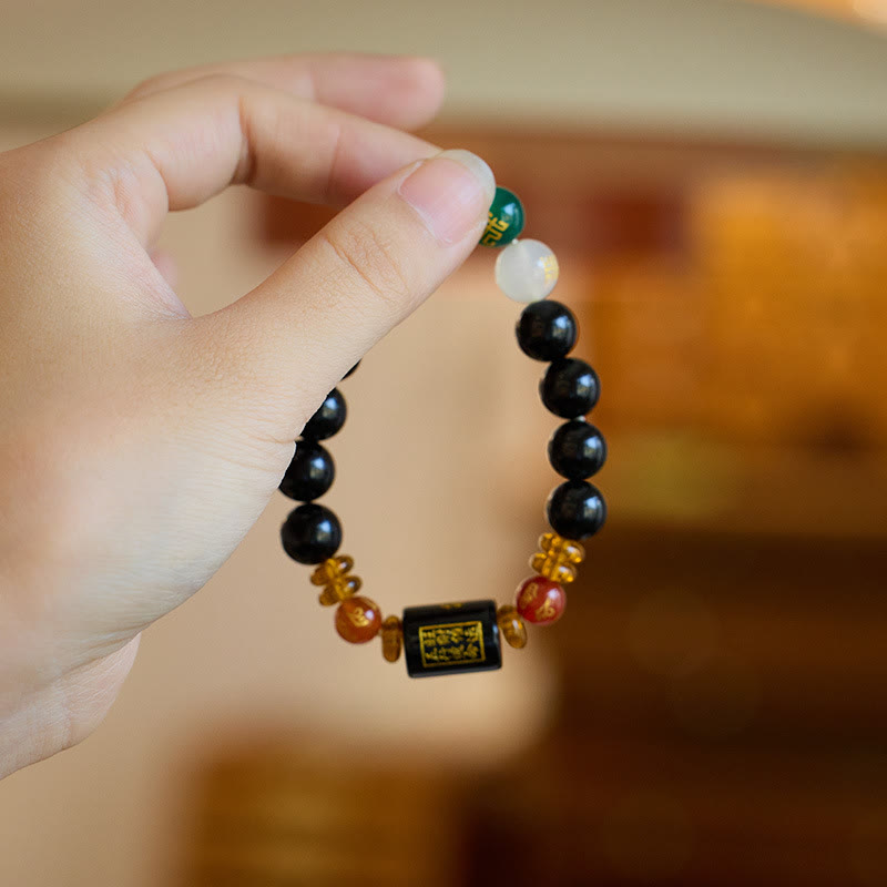 Nimara Ritual Five Elements Black Onyx Red Agate Wisdom Wealth Bracelet