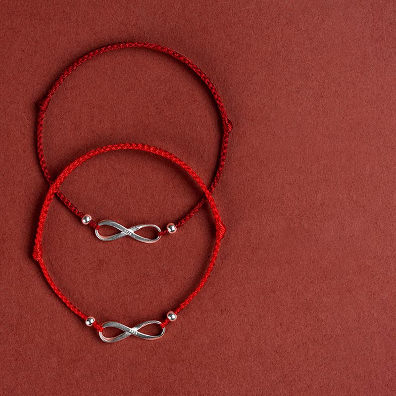 Nimara Ritual 925 Sterling Silver Endless Knot Protection Luck Red String Bracelet Anklet