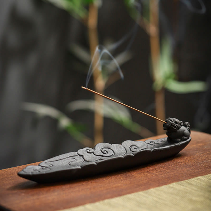 Nimara Ritual Auspicious Clouds Pixiu Healing Ceramic Stick Incense Burner Decoration